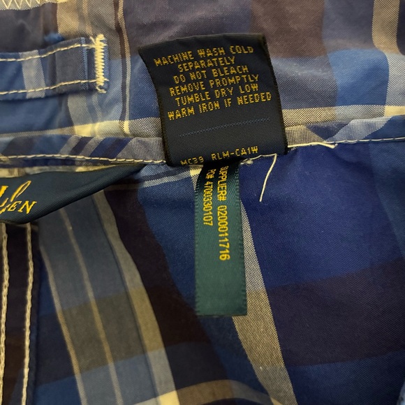 Polo Ralph Lauren Swimwear Madras Plaid Swim Shorts Men 40 Blue Board Shorts - Picture 10 of 10